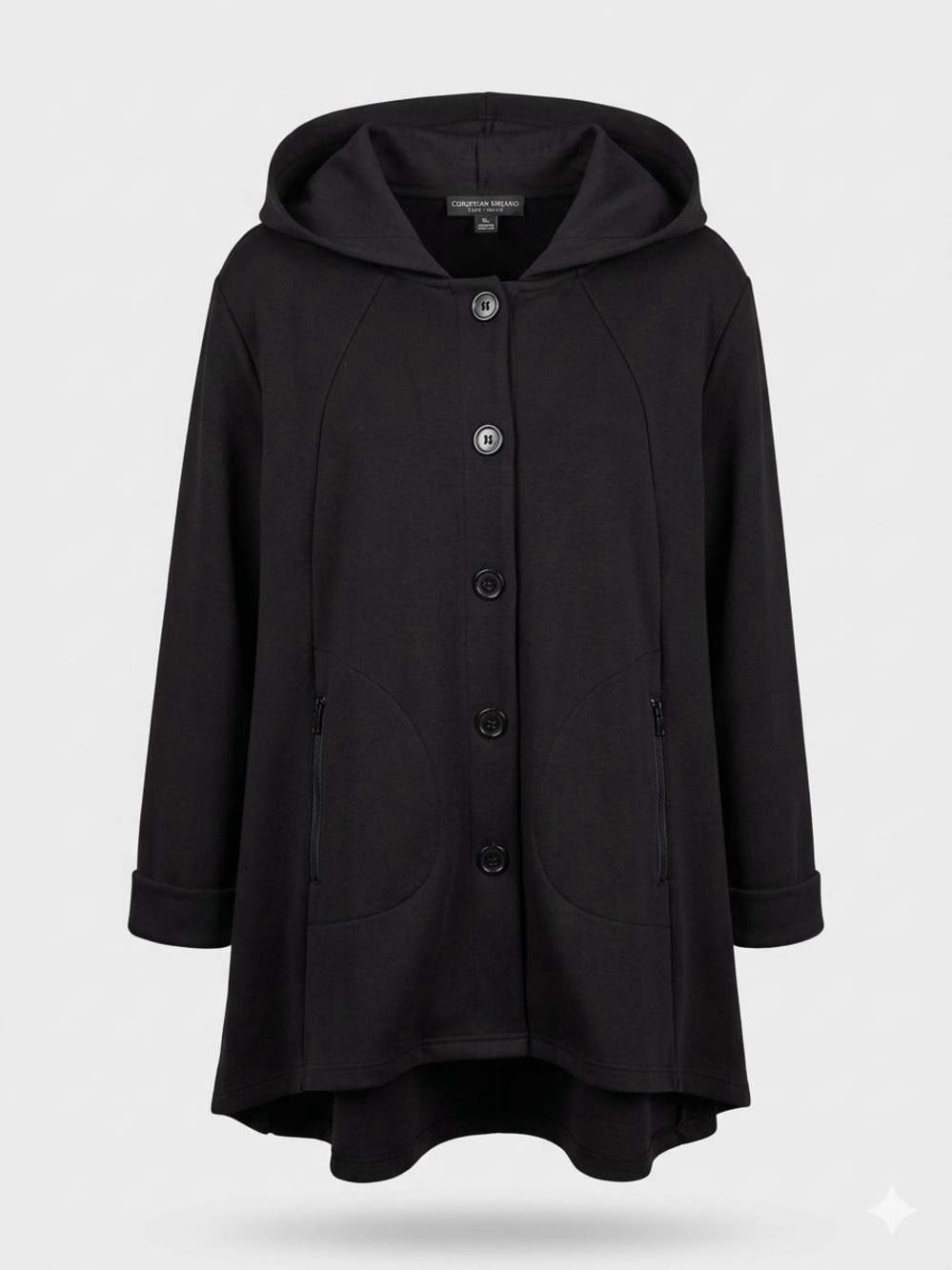 Christian Siriano/  Black Hooded Button swing Jacket/ 2x/ Ptp-26”